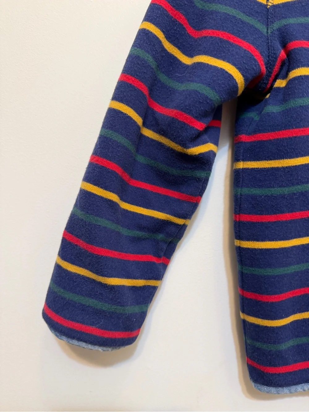 Joules Navy Striped Half-Zip Pullover with Red & Yellow Accents